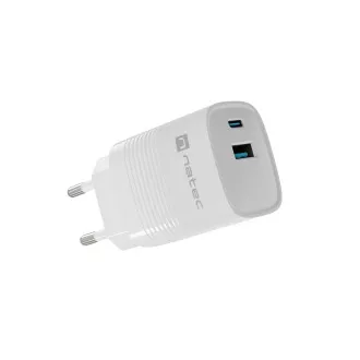 Univerzalni USB punjač Natec RIBERA GaN 30W, 1X USB-A, 1X USB-C, bijeli