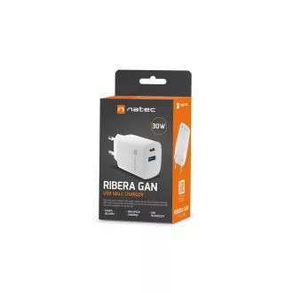 Univerzalni USB punjač Natec RIBERA GaN 30W, 1X USB-A, 1X USB-C, bijeli