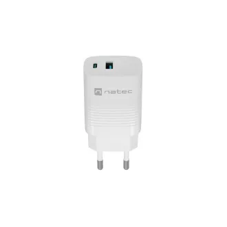 Univerzalni USB punjač Natec RIBERA GaN 30W, 1X USB-A, 1X USB-C, bijeli