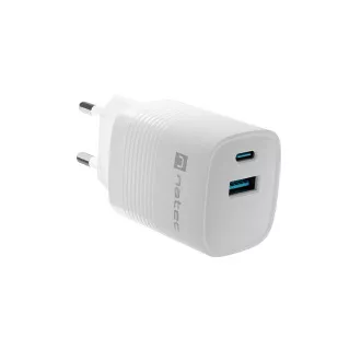 Univerzalni USB punjač Natec RIBERA GaN 30W, 1X USB-A, 1X USB-C, bijeli