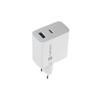 Univerzalni USB punjač Natec RIBERA GaN 45W, 1X USB-A, 1X USB-C, bijeli Univerzalni USB punjač Natec RIBERA GaN 45W, 1X USB-A, 1X USB-C, bijeli