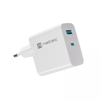 Univerzalni USB punjač Natec RIBERA GaN 45W, 1X USB-A, 1X USB-C, bijeli Univerzalni USB punjač Natec RIBERA GaN 45W, 1X USB-A, 1X USB-C, bijeli