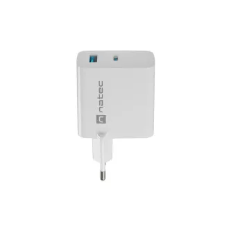 Univerzalni USB punjač Natec RIBERA GaN 45W, 1X USB-A, 1X USB-C, bijeli Univerzalni USB punjač Natec RIBERA GaN 45W, 1X USB-A, 1X USB-C, bijeli