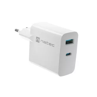 Univerzalni USB punjač Natec RIBERA GaN 45W, 1X USB-A, 1X USB-C, bijeli Univerzalni USB punjač Natec RIBERA GaN 45W, 1X USB-A, 1X USB-C, bijeli