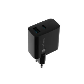 Univerzalni USB punjač Natec RIBERA GaN 45W, 1X USB-A, 1X USB-C, crni Univerzalni USB punjač Natec RIBERA GaN 45W, 1X USB-A, 1X USB-C, crni