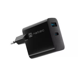 Univerzalni USB punjač Natec RIBERA GaN 45W, 1X USB-A, 1X USB-C, crni Univerzalni USB punjač Natec RIBERA GaN 45W, 1X USB-A, 1X USB-C, crni