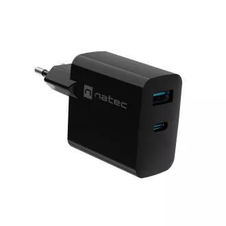 Univerzalni USB punjač Natec RIBERA GaN 45W, 1X USB-A, 1X USB-C, crni Univerzalni USB punjač Natec RIBERA GaN 45W, 1X USB-A, 1X USB-C, crni