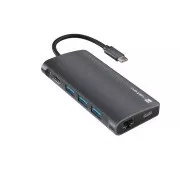 Natec multiport adapter FOWLER 2 3X USB 3.0 HUB, HDMI 4K, USB-C, RJ45, SD, MICRO SD