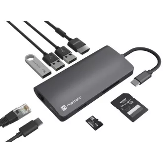 Natec multiport adapter FOWLER 2 3X USB 3.0 HUB, HDMI 4K, USB-C, RJ45, SD, MICRO SD Natec multiport adapter FOWLER 2 3X USB 3.0 HUB, HDMI 4K, USB-C, RJ45, SD, MICRO SD