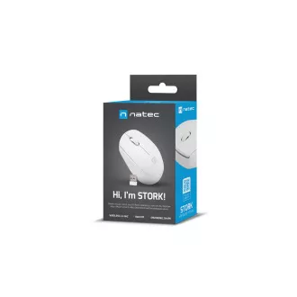 Miš Natec STORK/Uredski/Optički/1600 DPI/Bežični USB/Bijeli
