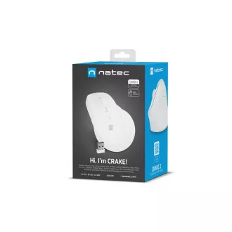 Bežični miš Natec CRAKE 2/Uredski/Optički/2400 DPI/USB+BT/Bijeli/Vertikalni/Optički/Za dešnjake
