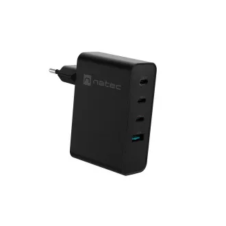 Univerzalni USB punjač Natec GaN 100W, 3X USB-C, 1X USB-A, crni Univerzalni USB punjač Natec GaN 100W, 3X USB-C, 1X USB-A, crni