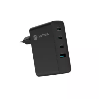 Univerzalni USB punjač Natec GaN 100W, 3X USB-C, 1X USB-A, crni Univerzalni USB punjač Natec GaN 100W, 3X USB-C, 1X USB-A, crni