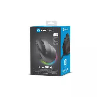 Vertikalni miš Natec CRAKE 2 PRO/Vertikalni/Optički/Za dešnjake/12.400 DPI/Žični USB-A/Crni