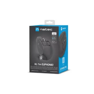 Vertikalni bežični miš Natec EUPHONIE PRO/Vertikalni/Blue Sense/Za dešnjake/4000 DPI/USB+BT/Crni Vertikalni bežični miš Natec EUPHONIE PRO/Vertikalni/Blue Sense/Za dešnjake/4000 DPI/USB+BT/Crni