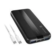 Power bank Natec TREVI SLIM Q V2 10000mAh, 2X USB-A 18W, 1X USB-C 20W, USB-C - USB0-C kabel, crna