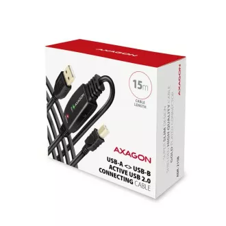 AXAGON ADR-215B, USB 2.0 AM -> BM aktivni priključni / repetitorski kabel, 15 m