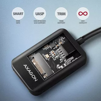 AXAGON ADM2-CM USB-C 10Gbps - M.2 NVMe i SATA SSD adapter, USB-C kabel 10 cm