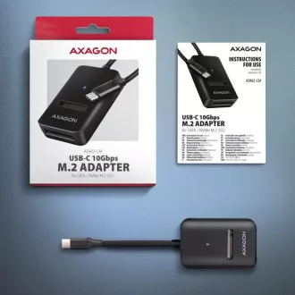 AXAGON ADM2-CM USB-C 10Gbps - M.2 NVMe i SATA SSD adapter, USB-C kabel 10 cm