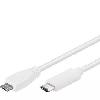 Premium kabel USB-C/muški - USB 2.0 Micro-B/muški, bijeli, 0,6 m
