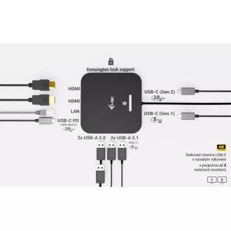 i-tec USB-C Dual HDMI priključna stanica s napajanjem 100 W + i-tec univerzalni punjač 100 W i-tec USB-C Dual HDMI priključna stanica s napajanjem 100 W + i-tec univerzalni punjač 100 W