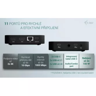i-tec USB-C Dual HDMI priključna stanica s napajanjem 100 W + i-tec univerzalni punjač 100 W i-tec USB-C Dual HDMI priključna stanica s napajanjem 100 W + i-tec univerzalni punjač 100 W