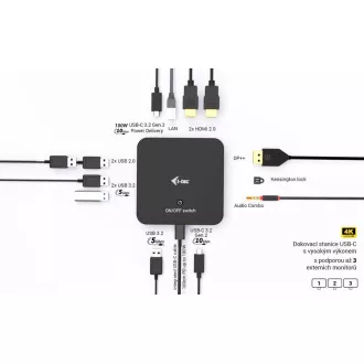 i-tec USB-C DP Dual HDMI priključna stanica, napajanje 100 W i-tec USB-C DP Dual HDMI priključna stanica, napajanje 100 W