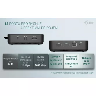 i-tec USB-C DP Dual HDMI priključna stanica, napajanje 100 W i-tec USB-C DP Dual HDMI priključna stanica, napajanje 100 W