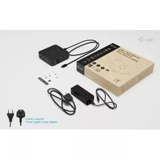 i-tec USB-C DP Dual HDMI priključna stanica, napajanje 100 W + i-tec univerzalni punjač 100 W