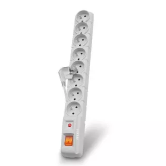 Kabel Acar S8 3m, 8 utičnica, zaštita od prenapona, bijeli