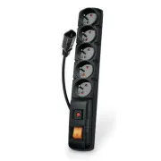 Acar F5 IEC 5m kabel, 5 utičnica, zaštita od prenapona, C14 na UPS, crni