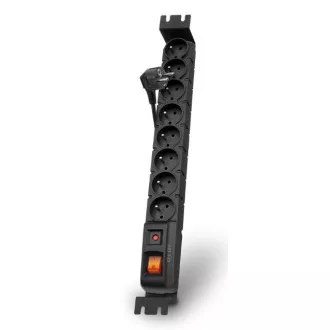 Acar S8 FA Rack kabel 3m, 8 utičnica, zaštita od prenapona, za stalak, crni