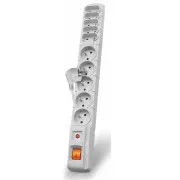 Kabel Acar S10 3m, 5+5 utičnica, zaštita od prenapona, bijeli