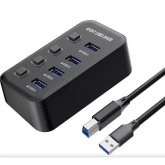 PremiumCord USB 3.2 Superspeed HUB s 4 priključka s prekidačima za priključke PremiumCord USB 3.2 Superspeed HUB s 4 priključka s prekidačima za priključke