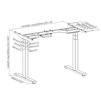 Podnožje stola s podesivom visinom Brateck M08-23DE 2 motora raspon 620-1280 mm nosivost 100 kg