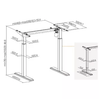 Podnožje stola s podesivom visinom Brateck S03-22DE 1 raspon motora 710-1190 mm nosivost 80 kg Podnožje stola s podesivom visinom Brateck S03-22DE 1 raspon motora 710-1190 mm nosivost 80 kg