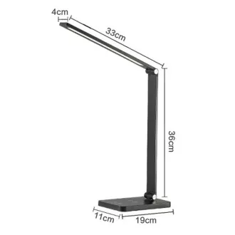 Platinet PDL888B LED stolna lampa 10W, prigušljiva, bežično punjenje, USB priključak, crna
