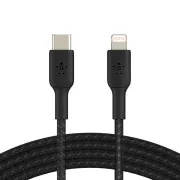 BELKIN kabel pleteni USB-C - Lightning, 1m, crni