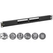 19" patch panel Solarix 12 x RJ45 CAT5E UTP 150 MHz crni 1U SX12-5E-UTP-BK