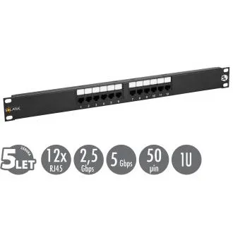 19" patch panel Solarix 12 x RJ45 CAT5E UTP 150 MHz crni 1U SX12-5E-UTP-BK 19" patch panel Solarix 12 x RJ45 CAT5E UTP 150 MHz crni 1U SX12-5E-UTP-BK