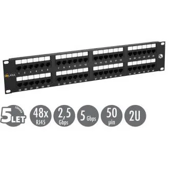 19" patch panel Solarix 48 x RJ45 CAT5E UTP 150 MHz crni 2U SX48-5E-UTP-BK 19" patch panel Solarix 48 x RJ45 CAT5E UTP 150 MHz crni 2U SX48-5E-UTP-BK