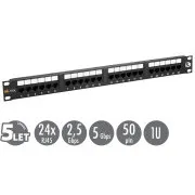 19" patch panel Solarix 24 x RJ45 CAT5E UTP 150 MHz crni 1U SX24-5E-UTP-BK