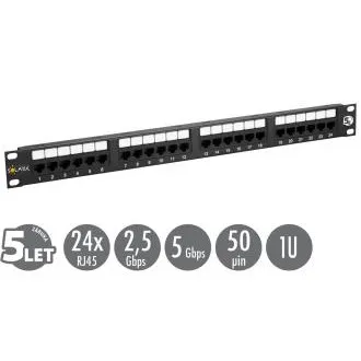 19" patch panel Solarix 24 x RJ45 CAT5E UTP 150 MHz crni 1U SX24-5E-UTP-BK 19" patch panel Solarix 24 x RJ45 CAT5E UTP 150 MHz crni 1U SX24-5E-UTP-BK