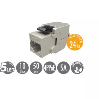 MULTIPAKET 24 kom - samorezajući keystone Solarix CAT6A STP SXKJ-10G-STP-BK-SA Razina komponente i 4PPoE