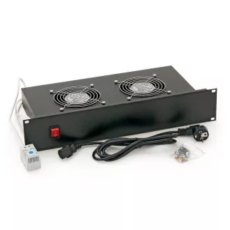 19" horizontalna ventilatorska jedinica 2xventilator-220V/46W termostat 2U crna 19" horizontalna ventilatorska jedinica 2xventilator-220V/46W termostat 2U crna