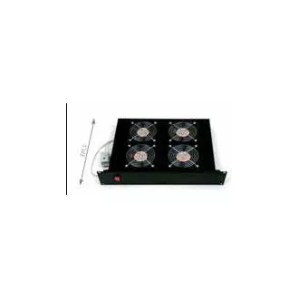 19" horizontalna ventilatorska jedinica 4xventilatora-220V/92W termostat 2U crna