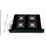 19" horizontalna ventilatorska jedinica 4xventilatora-220V/92W termostat 2U crna