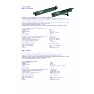 19" utičnica za napajanje. Acar 504WF 5x220V-3m crna + zaštita prekidača 19" utičnica za napajanje. Acar 504WF 5x220V-3m crna + zaštita prekidača
