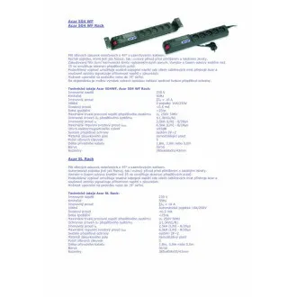 19" utičnica za napajanje. Acar 504WF 5x220V-3m crna + zaštita prekidača