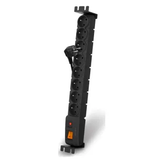 19" napojna ploča ACAR S8/5m 8x220V crna + zaštitni prekidač 10A